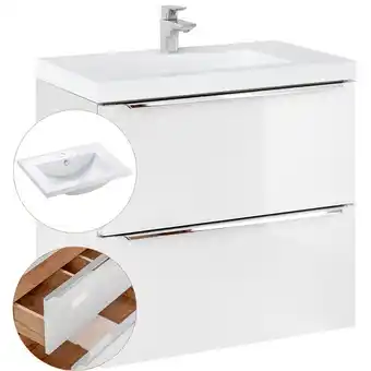 ManoMano Waschtisch-Unterschrank 60cm mit Waschbecken TOSKANA-56 Hochglanz weiß, b/h/t ca. 61/61/46 cm - weiß Angebot