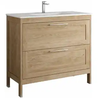 ManoMano Waschtisch-Unterschrank 100cm mit Keramik-Waschbecken TARIFA-110 Eiche Nb., b/h/t ca. 101/89/45cm - braun Angebot