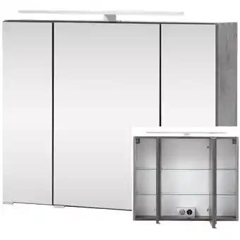 ManoMano Badmöbel 3D Spiegelschrank TRONDHEIM-03 inkl. led Beleuchtung, 80cm, Oxid Stone, b/h/t: ca. 80/64/20cm - grau Angebot