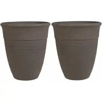 ManoMano Blumentopf 2er Set Braun Steingemisch und Polyresin ⌀ 50 cm für Innen Außen Rund Modern Terrasse Balkon Garten Wohnzimmer Dek Angebot