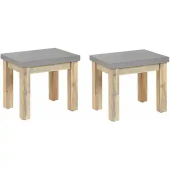 ManoMano Hocker Grau / Heller holzfarbton Faserzement / Akazienholz 2er Set Indoor & Outdoor Garten Schlafzimmer Wohnzimmer - Heller H Angebot