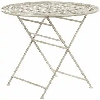 ManoMano Gartentisch Cremeweiß Metall Rund Klappbar 90 cm Balkon Terrasse Garten Romantisch - Weiß Angebot