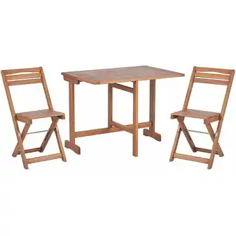 ManoMano Balkonset Hellbraun Akazienholz Tisch rechteckig 65x95 cm mit 2 klappbaren Stühlen Landhaus Stil Terrasse Balkon Garten Möbel Angebot