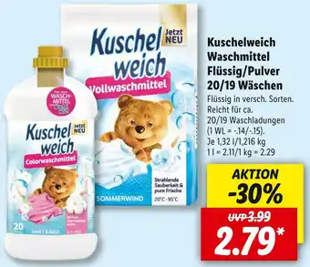 Lidl Kuschelweich waschmittel flüssig/pulver 20/19 wäschen Angebot