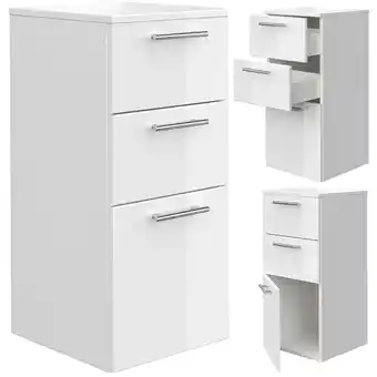 ManoMano Lomadox - Badezimmer Unterschrank / Midischrank ABUJA-02 weiß Hochglanz, b/h/t: 35/75/36cm - weiß Angebot