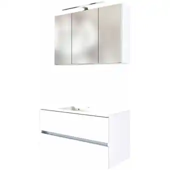 ManoMano Badmöbel Waschplatz-Set 100 cm inkl. led Spiegelschrank ARLON-03 matt weiß BxHxT 100x200x55 cm - weiß Angebot