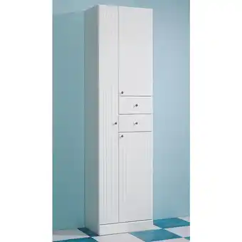 ManoMano Bad Hochschrank in weiß mit weiß Hochglanz NEMI-66, b/h/t: ca. 50/188,5/33 cm - weiß Angebot