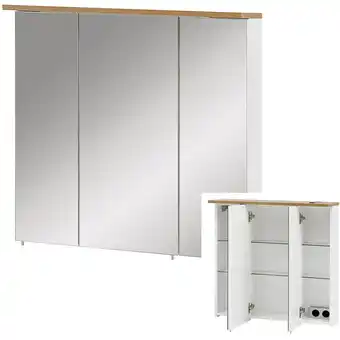 ManoMano Spiegelschrank 70,5cm PASSAU-04 in weiß Glanz-Eiche-Landhaus b/h/t ca. 70,5/72,3/15,75/23,7cm Angebot