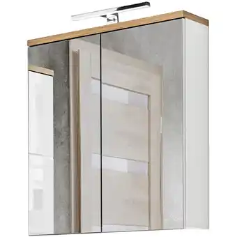 ManoMano Badezimmer Spiegelschrank 60 cm LED-Beleuchtung LUTON-56 weiß mit Wotan Eiche Nb., b/h/t ca. 60/70/20 cm - weiß Angebot