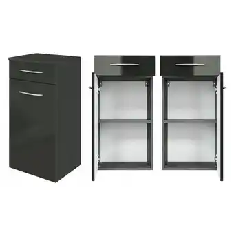 ManoMano Badezimmer Unterschrank FLORIDO-03 Hochglanz grau, b x h x t: ca. 40 x 79 x 35 cm - grau Angebot