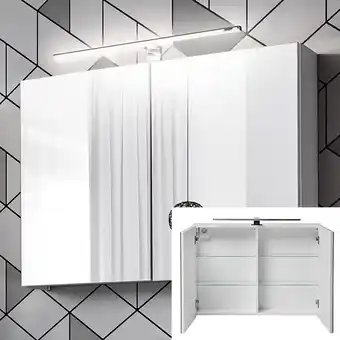 ManoMano Spiegelschrank 90 cm mit LED-Beleuchtung und Steckdoese LARCIANO-56 in weiß, b/h/t ca. 90/65-70/21 cm - weiß Angebot