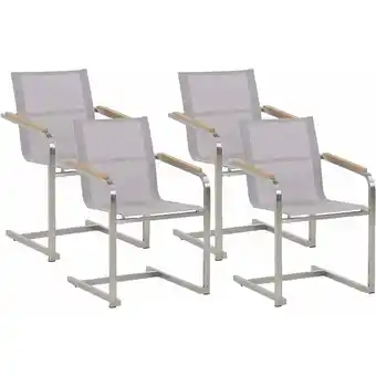 ManoMano Gartenstuhl Beige Edelstahl 4er Set mit Textilbespannung Moderner Look Gartenausstattung Terrasse Balkon Gartenmöbel - Silber Angebot