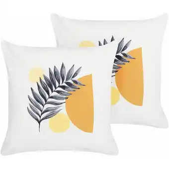 ManoMano 2er Set Gartenkissen Grün Polyester Blattmuster 45 x 45 cm Modern Termodernasserbeständig - Weiß Angebot