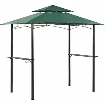 ManoMano Berdachung aus Metallrahmen mit Haken und Regalen Gartenpavillon Dunkelgrün Stoff Schwarz Stahl 240 x 148 cm - Schwarz Angebot