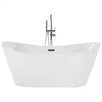 ManoMano Badewanne Weiß Acryl 170x69 cm Oval Freistehend mit Überlauf Klickverschluss Stöpsel für 1 Person Modernes Design Badezimmer  Angebot