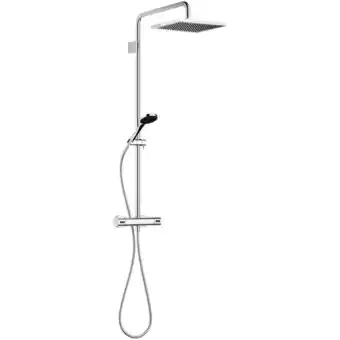 ManoMano Showerpipe mit Brause-Thermostat, ohne Handbrause, Ausladung Standbrause 450 mm, Kopfbrause 300x240 mm, 34459980, Farbe: Chro Angebot