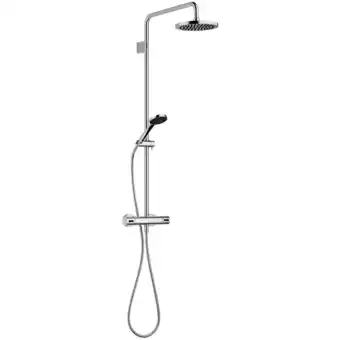 ManoMano Showerpipe mit Brause-Thermostat, ohne Handbrause, Ausladung Standbrause 450 mm, Kopfbrause 220 mm, 34459979, Farbe: Chrom -  Angebot