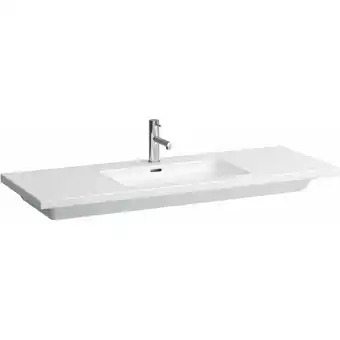 ManoMano Living Square Waschtisch, 3 Hahnlöcher, Ablage beidseitig, 1300x480mm, H816435000, Ausführung: mit Überlauf - H8164350001081  Angebot