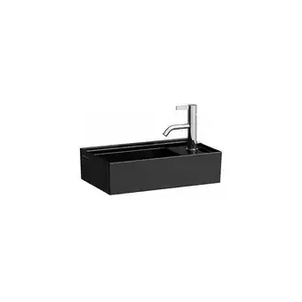 ManoMano Kartell Handwaschbecken,Armaturenbank rechts, unterbaufähig, ohne Hahnloch, ohne Überlauf, 460x280, Farbe: Schwarz glänzend - Angebot