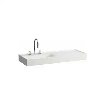 ManoMano Kartell Waschtisch, unterbaufähig, Ablage rechts, 2 Hahnlöcher , ohne Überlauf, 1200x460, Farbe: Snow (weiß matt) - H81333275 Angebot