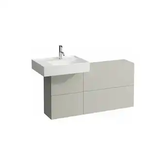 ManoMano Kartell Waschtischunterbau mit Ausschnitt links, 1200x270x610 mm, 1 Tür, 2 Klappen, Farbe: Kieselgrau - H4082910336411 - Lauf Angebot