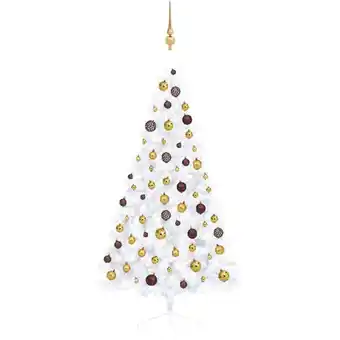 ManoMano Künstlicher Halber Weihnachtsbaum mit LEDs & Kugeln Weiß 150cm Angebot