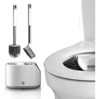 ManoMano 2-in-1-Premium-WC-Bürste, WC-Bürste, WC-Bürste und Reinigungsbürsten-Set, mit Wandhalterung, schnell trocknendes vertikales S Angebot