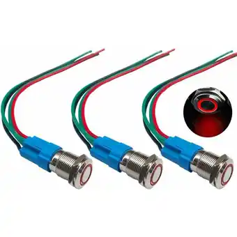 ManoMano 3Pcs Premium 12V / 24V 3A Momentandruckschalter, 12mm Druckschalter, rote led IP66 Wasserdichter Schalter mit Steckdosenkabel Angebot