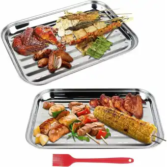 ManoMano Packen Sie einen rechteckigen Grillkorb aus Edelstahl für das Grillen im Freien ein, 35 x 24 x 2,7 cm Angebot