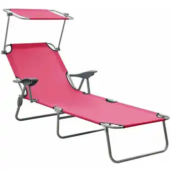 ManoMano Sonnenliege mit Sonnenschutz Stahl Rosa Angebot