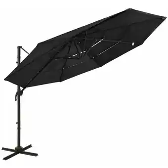 ManoMano Sonnenschirm mit Aluminium-Mast 4-lagig Schwarz 3x3 m Angebot