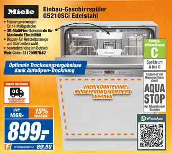 Expert Miele Einbau Geschirrspüler G5210SCi Edelstahl Angebot