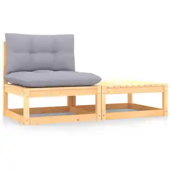 ManoMano 2-tlg. Garten-Lounge-Set mit Kissen Kiefer Massivholz Angebot