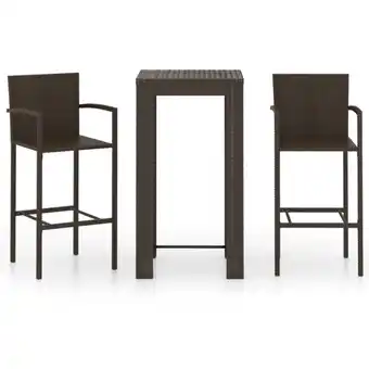 ManoMano 3-tlg. Garten-Bar-Set mit Armlehnen Poly Rattan Braun Angebot