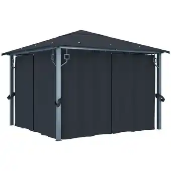 ManoMano Pavillon mit Vorhängen 300×300 cm Anthrazit Aluminium Angebot