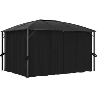 ManoMano Pavillon mit Vorhängen 400 x 300 x 265 cm Anthrazit Angebot