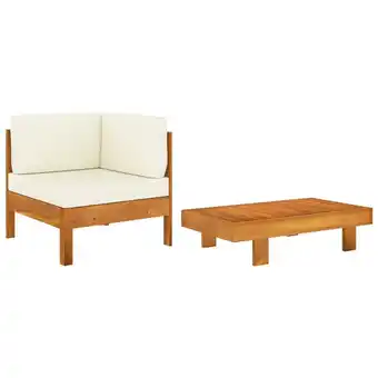 ManoMano 2-tlg. Garten-Lounge-Set mit Cremeweißen Kissen Akazienholz Angebot