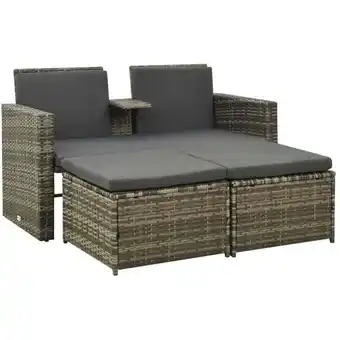 ManoMano 3-tlg. Garten-Lounge-Set mit Auflagen Poly Rattan Grau Angebot