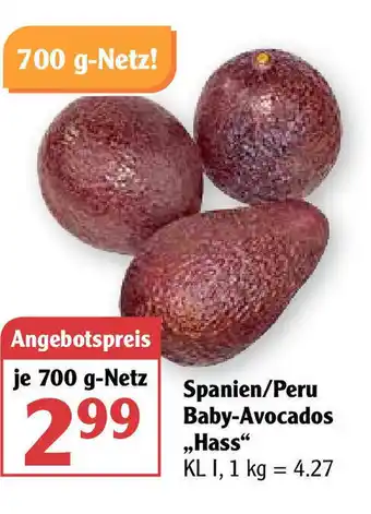 Globus Spanien/Peru Baby Avocados Hass 700g Angebot