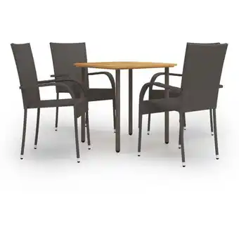 ManoMano 5-tlg. Garten-Essgruppe Poly Rattan Braun Angebot