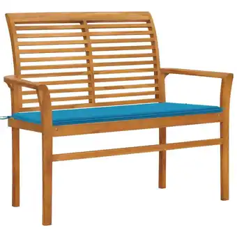 ManoMano Gartenbank mit Blauer Auflage 112 cm Massivholz Teak Angebot