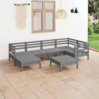 ManoMano 7-tlg. Garten-Lounge-Set Massivholz Kiefer Grau Angebot