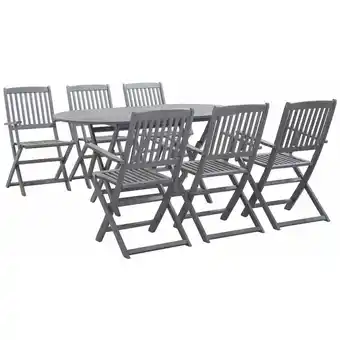 ManoMano 7-tlg. Garten-Essgruppe Massivholz Akazie Grau Angebot