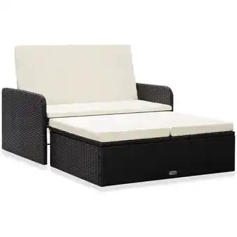 ManoMano 2-tlg. Garten-Lounge-Set mit Auflagen Poly Rattan Schwarz Angebot