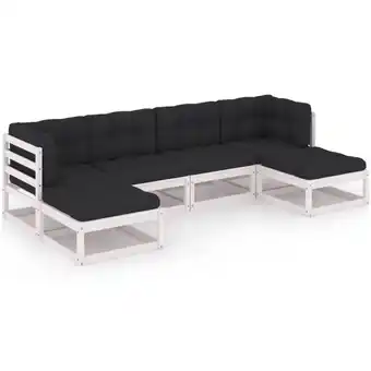 ManoMano 6-tlg. Garten-Lounge-Set mit Kissen Weiß Kiefer Massivholz Angebot