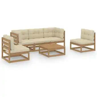 ManoMano 6-tlg. Garten-Lounge-Set mit Kissen Kiefer Massivholz Angebot