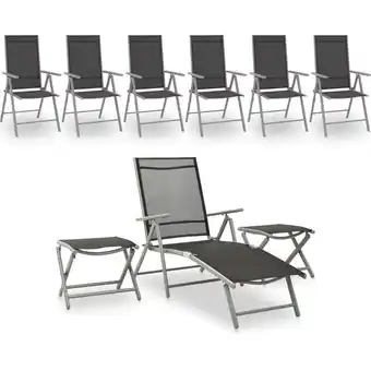 ManoMano 9-tlg. Garten-Lounge-Set Schwarz und Silbern Angebot