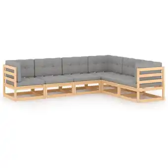 ManoMano 6-tlg. Garten-Lounge-Set mit Kissen Kiefer Massivholz Angebot