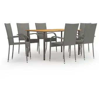 ManoMano 7-tlg. Garten-Essgruppe Poly Rattan Grau Angebot