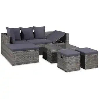 ManoMano 4-tlg. Garten-Lounge-Set mit Auflagen Poly Rattan Grau Angebot